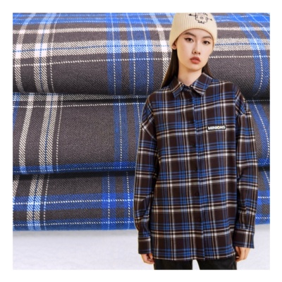 Soft brushed yarn dyed blend flannel suiting royalblue/white/black