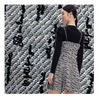 Tweed with flock print