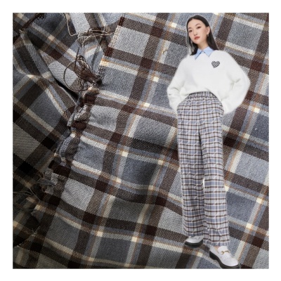 letters pattern offset printing on plaid tweed fabric for pants